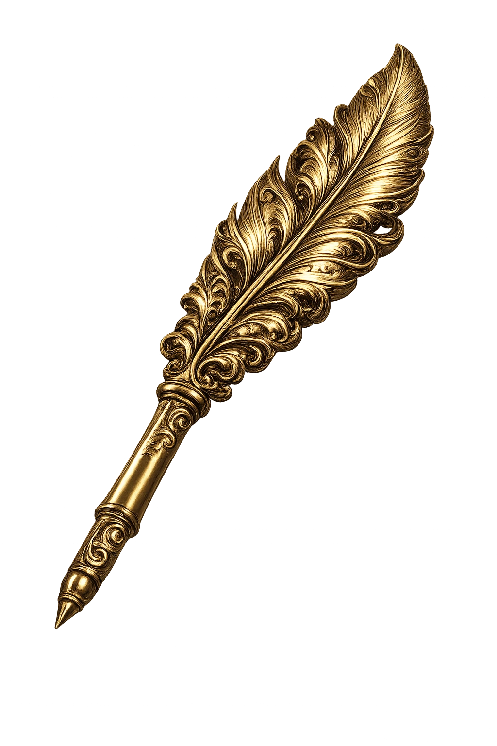 Ornate gold feather representing an individual story