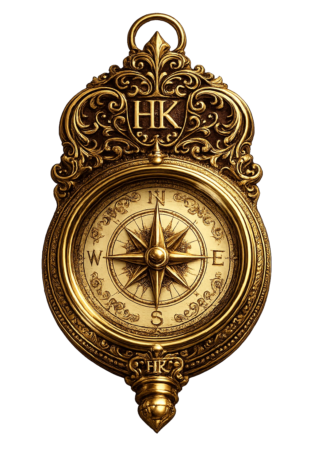 Ornate gold compass