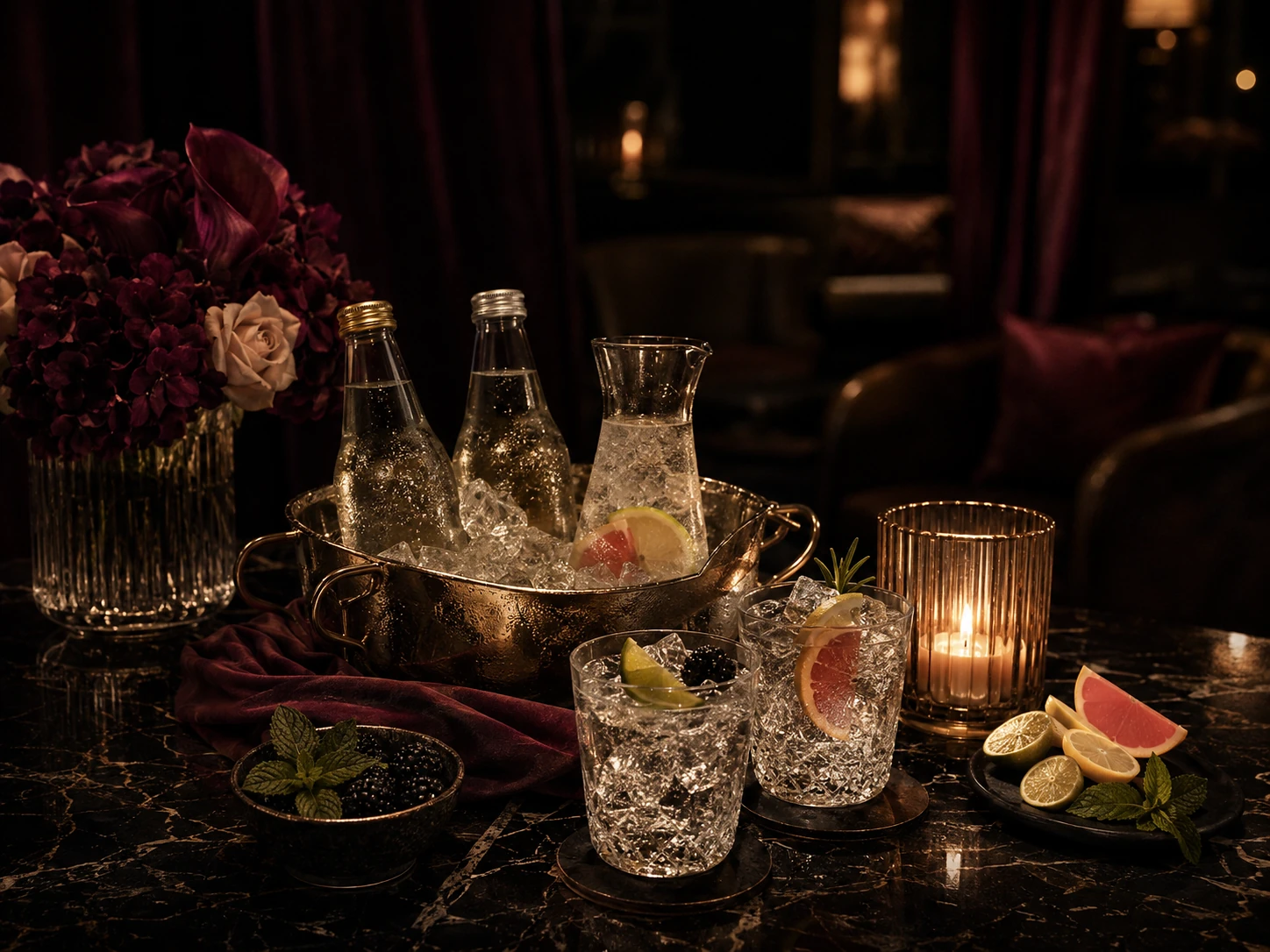 Luxury non-alcoholic refreshments prepared for a private celebration